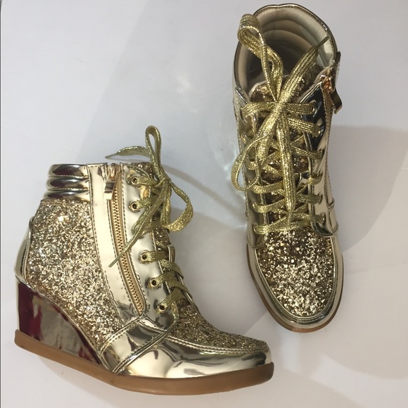 sparkle wedge sneakers